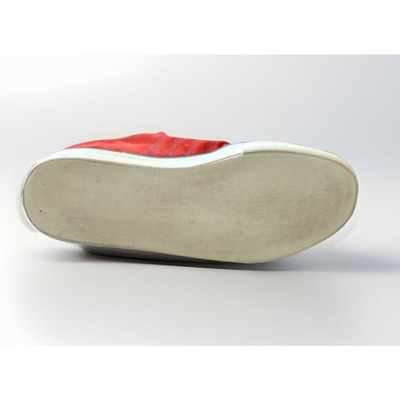 CHANEL CC Red Lambskin Leather Suede Tennis Sneakers Vintage Size 38 Logo EUC - Picture 16 of 16